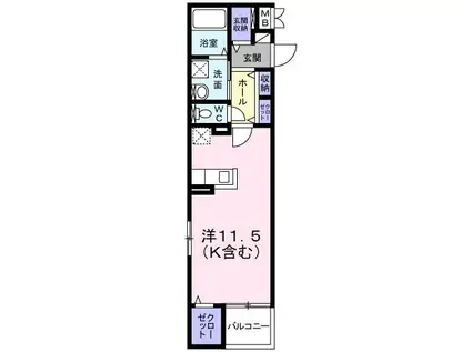 レジデンス・ヤギII(ワンルーム/2階)の間取り写真