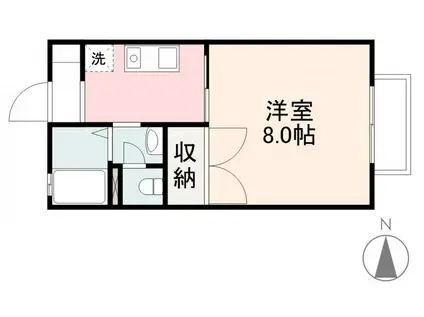 リバティーハイツ(1K/2階)の間取り写真