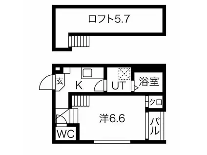 ベルシャンブル(1SK/1階)の間取り写真
