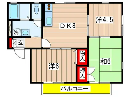 ラ・メール日吉B棟(3DK/1階)の間取り写真