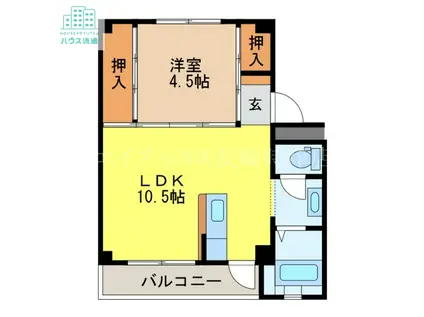 ビレッジハウス時津2号棟(1LDK/4階)の間取り写真