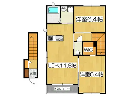 MAST COURT勧修(2LDK/2階)の間取り写真