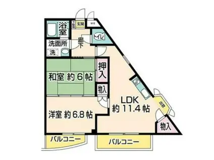 あすと長町 イーストサイド DIO-KAN(2LDK/1階)の間取り写真