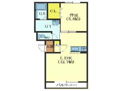 クレアレーヴ(1LDK/4階)の間取り写真