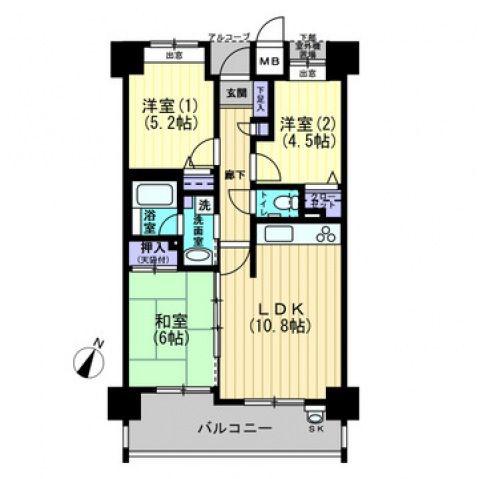 ヴィスティア高陽(3LDK/3階)の間取り写真