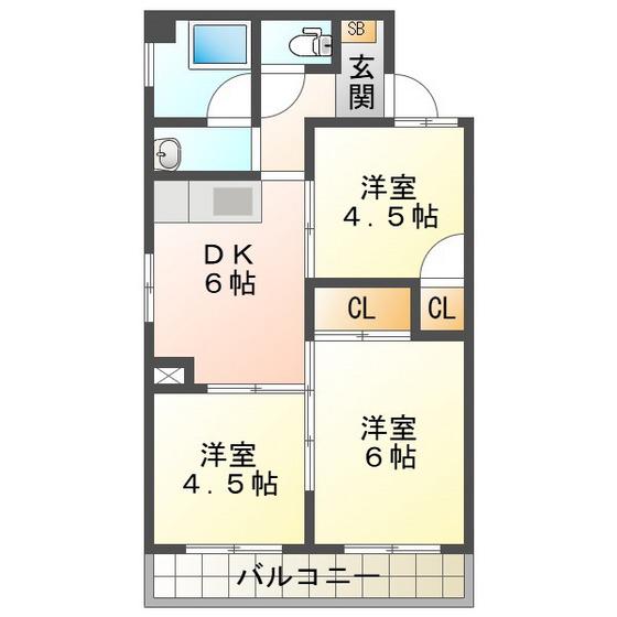 プレシャスビル(3DK/3階)の間取り写真