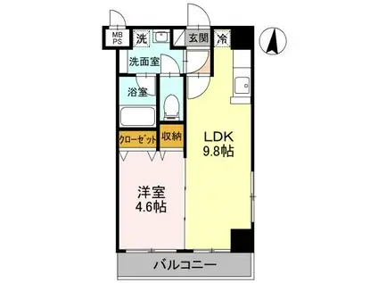 南越谷しののめ(1LDK/1階)の間取り写真