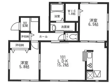 オーチャードⅡ(2LDK/1階)の間取り写真
