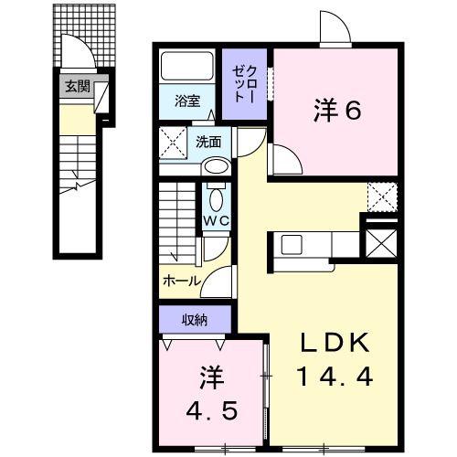 ラ・ルナ(2LDK/2階)の間取り写真