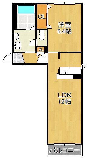 ヴィラシャーメゾン行橋プリモ (1LDK/1階)の間取り写真