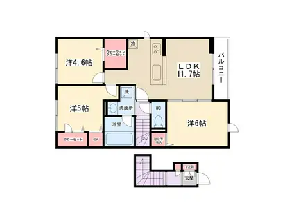 グラースK(3LDK/2階)の間取り写真