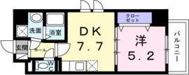 ウィングコート天王寺(1DK/7階)の間取り写真