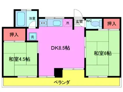 シロワビル(2DK/2階)の間取り写真