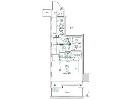 LEXE AZEST横濱関内(1K/2階)の間取り写真