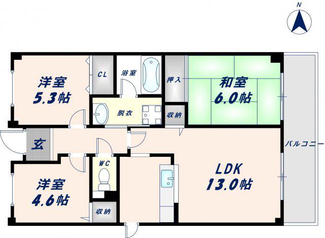 えすぺらーるとーえい(3LDK/5階)の間取り写真