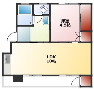 山本ビル(1LDK/4階)の間取り写真