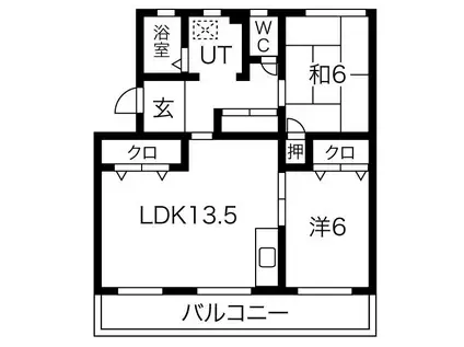 プリミエール林島(2LDK/4階)の間取り写真