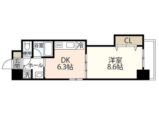 プレシャス・コーホー(1DK/8階)の間取り写真