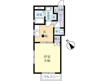 メゾンパル五軒町(1K/3階)の間取り写真