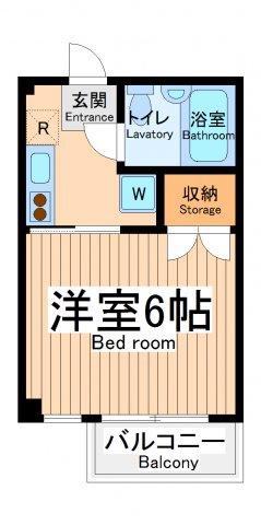 小田急江ノ島線 東林間駅 徒歩2分 4階建 築39年(1K/4階)の間取り写真
