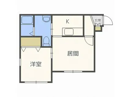 ティラ学園前(1DK/2階)の間取り写真