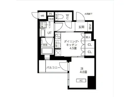 K-COURT谷町四丁目(1DK/5階)の間取り写真