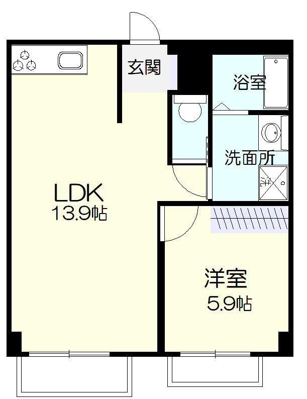 SANDBOX丸山(1LDK/2階)の間取り写真