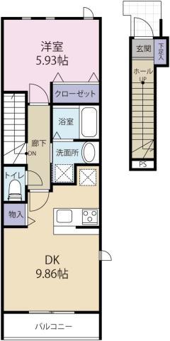 メゾフォルテ(1LDK/2階)の間取り写真