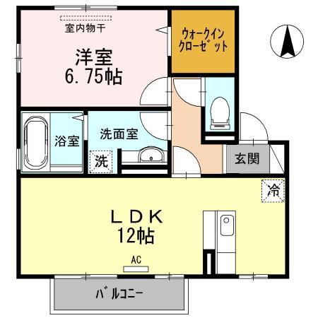 シャンテ千田(1LDK/2階)の間取り写真