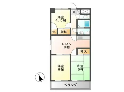 アルトラマンション中垣外(3LDK/7階)の間取り写真