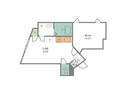 コルティーレ世田谷(1LDK/2階)の間取り写真