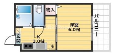 NS法円坂(1DK/6階)の間取り写真