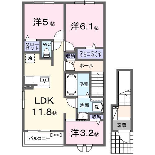 ロイヤル オーク(3LDK/2階)の間取り写真