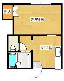 二幸コーポ(1K/1階)の間取り写真