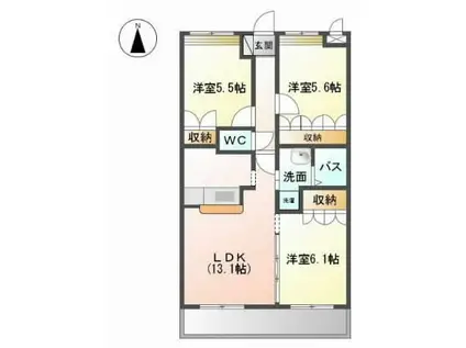 シャン・ド・ボヌール(3LDK/2階)の間取り写真