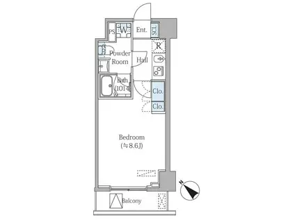 グランジット月島東京ベイ(1K/2階)の間取り写真