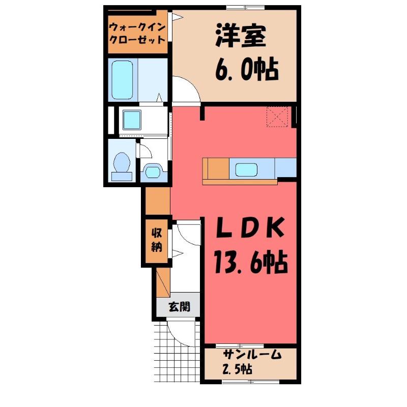 イリーデI(1LDK/1階)の間取り写真