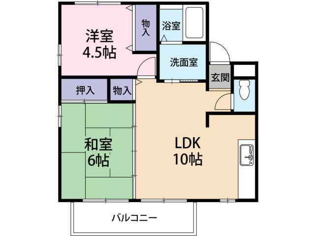レトア富田橋 B棟(2LDK/2階)の間取り写真