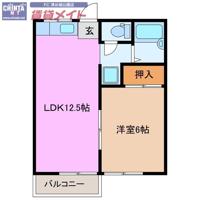 レピュート愛宕(1LDK/2階)の間取り写真
