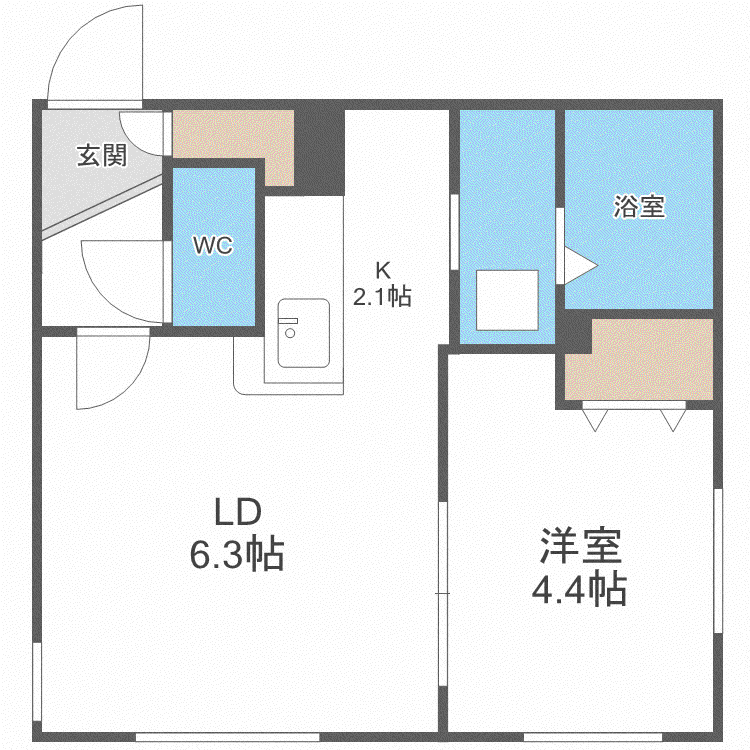 COLORE N15W1(1LDK/2階)の間取り写真