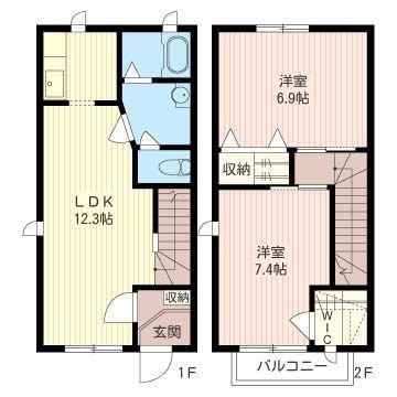 ウイングパルM(2LDK/1階)の間取り写真