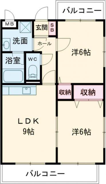 SUNNY SIDE(2DK/3階)の間取り写真