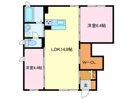 サンセール A棟(2LDK/1階)の間取り写真