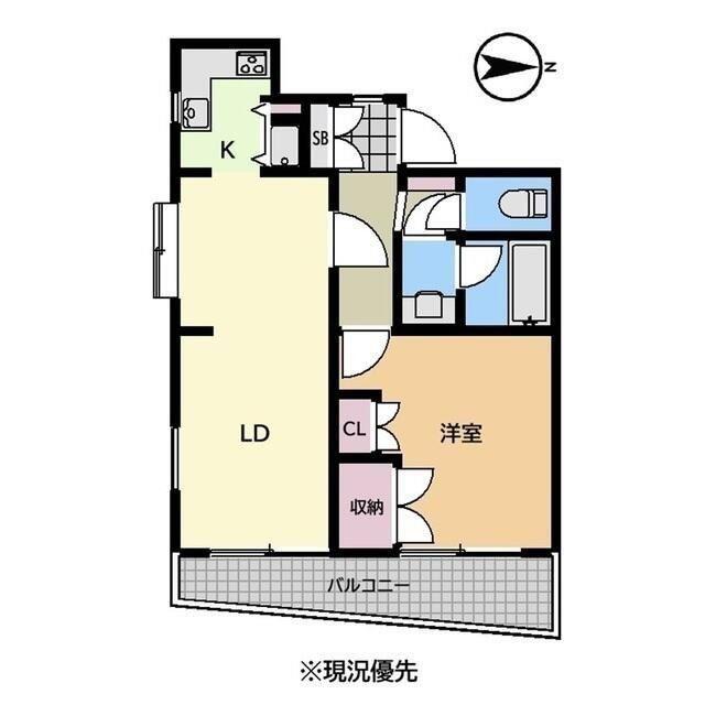 エスポワール池尻(1LDK/4階)の間取り写真