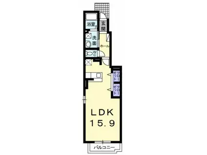 アイリー ブルー(ワンルーム/1階)の間取り写真