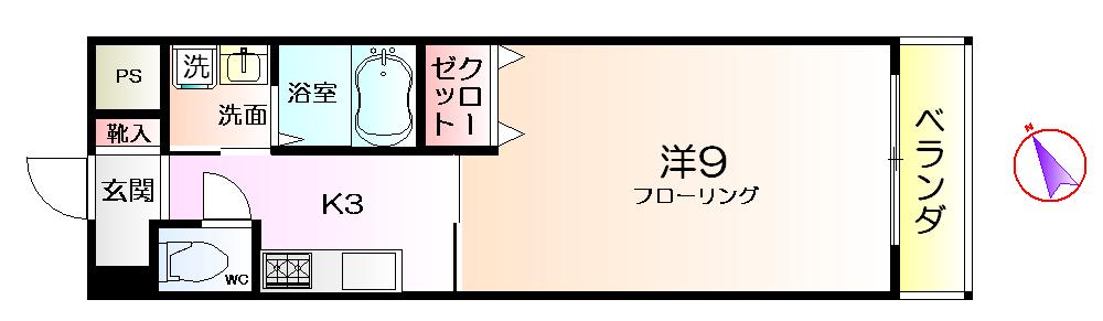 サザンクレスト堺(1K/6階)の間取り写真