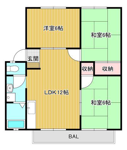 サンライフダックC(2LDK/2階)の間取り写真