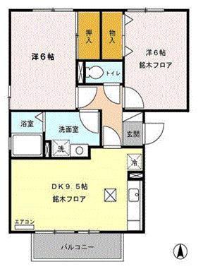 ドストーレスみわB(2DK/1階)の間取り写真
