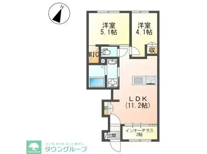 グランピュア(2LDK/1階)の間取り写真