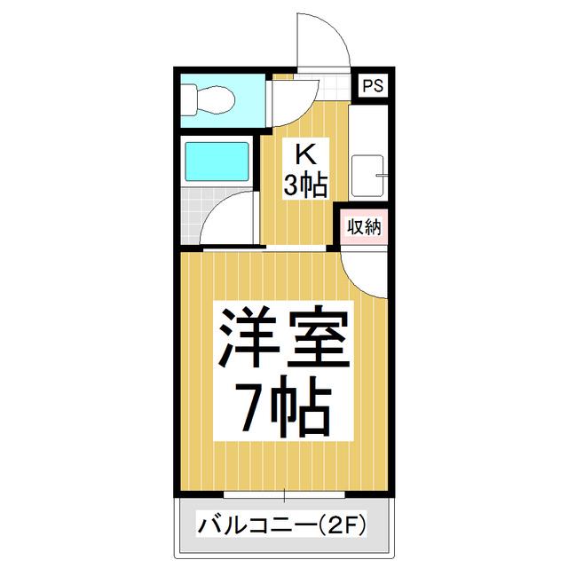 ブライトンササヒラ(1K/2階)の間取り写真